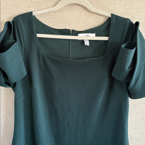 Badgley Mischka Belle Emerald Green Cocktail Dress Origami Sleeve Sheath Size 14 - Picture 8 of 16
